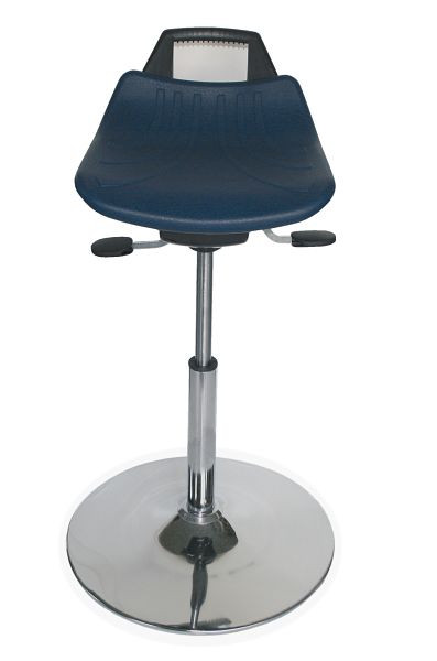 Lotz "Retro-Look" siège en PU bleu, ressort à gaz réglable en hauteur, chromé: 560–820mm, base de plaque, acier, chromé, 3665.81