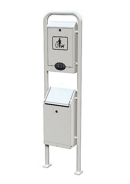 Toilettes pour chiens Renner avec distributeur de sacs et conteneur intégrés, volume 1 000 sacs, galvanisées à chaud et revêtement par poudre, vert mousse, 7077-30PB 6005