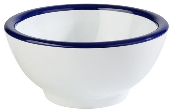 Bol APS -PURE-, Ø 13 cm, hauteur : 6,5 cm, mélamine, blanc, bord bleu, 0,3 litre, 84492