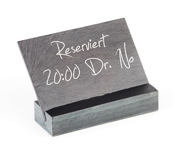 Tableau de table / panneau APS, 12 x 4 cm, hauteur : 7 cm, ardoise naturelle, 00060
