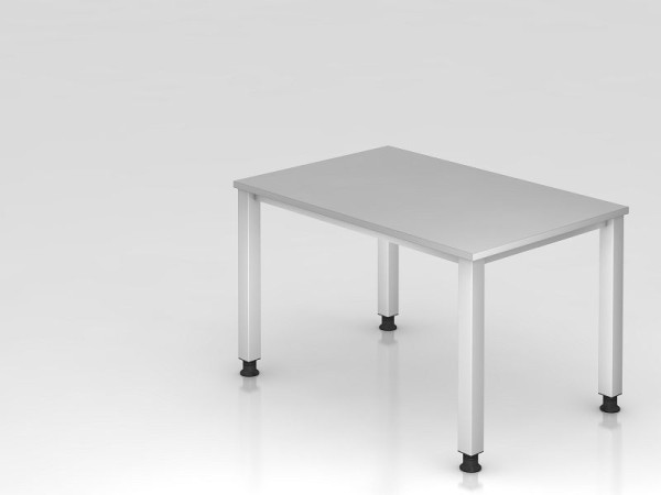 Hammerbacher Bureau 4 pieds carré 120x80cm gris, forme rectangulaire, VQS12/5/S