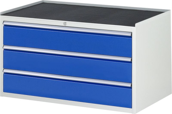 Armoire à tiroirs RAU série 7000, L1145xP650xH645mm, tiroirs : 3xH180mm, support métallique avec bord roulant sur 3 côtés et tapis antidérapant, 03-XXL3.0A-MT.11