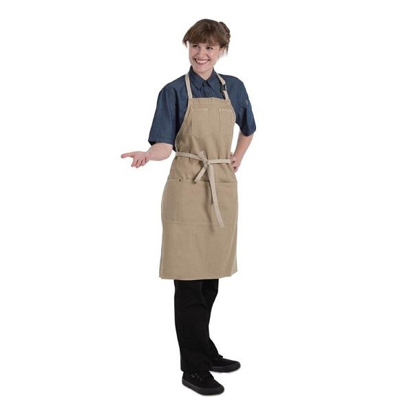 Tablier à bavette en denim Chef Works Urban Austin beige, BB007