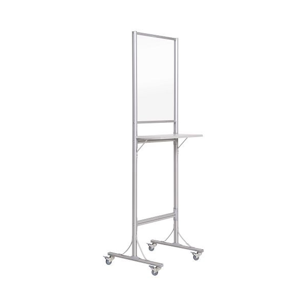 Bi-Office Workstation Poste de travail mobile unique avec bureau debout et panneau acrylique transparent 60x193x56cm, SUP3502