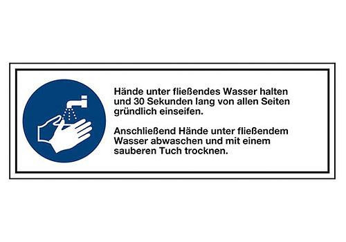Panneau combiné DENIOS "Lavez-vous bien les mains", ISO 7010, feuille 140 x 50 mm, 273-294