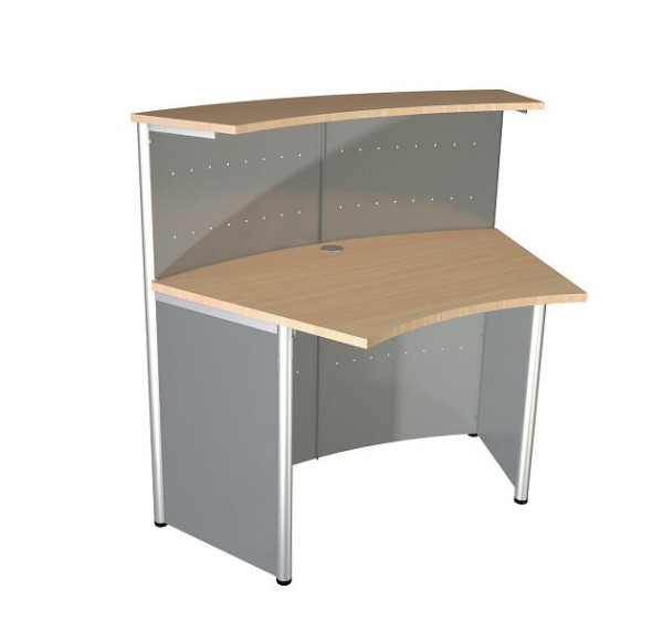 Kerkmann comptoir compact Genoa basic counter 45°, L 1180 x P 700 x H 1150 mm, aluminium argent/hêtre, 22399014