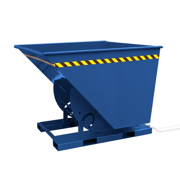 Benne basculante industrielle Eichinger à hauteur totale élevée, basculable perpendiculairement et dans le sens de la marche, 1000 kg, 750 litres, bleu gentiane, 20131000000097