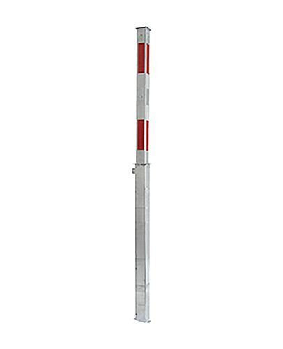 Poteau de barrière Schake en acier, galvanisé, revêtement blanc, 70 x 70 mm, serrure à cylindre profilé entièrement rétractable, 249365