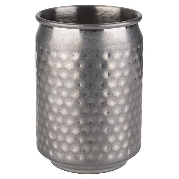 Mug APS -COOL-, Ø 7,5 cm, hauteur : 10,5 cm, acier inoxydable 18/8, aspect acier inoxydable antique, surface martelée, 93373