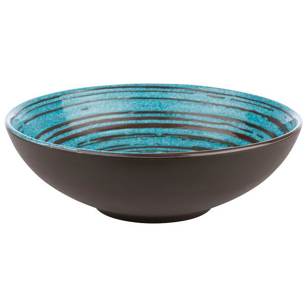 Bol APS -CANCUN-, Ø 20,5 x 6,5 cm, mélamine, intérieur : décor, turquoise / marron, extérieur : marron, 1 litre, 85207