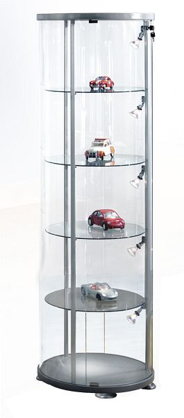 Kerkmann vitrine ronde expoline, Ø 545, H 1800 mm, transparent/aluminium argent, 40376282