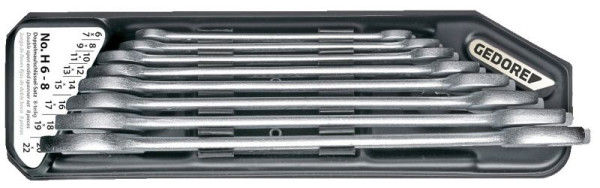 Jeu de clés à fourche double GEDORE dans un support, 8 pièces, 6-22 mm, 6079400