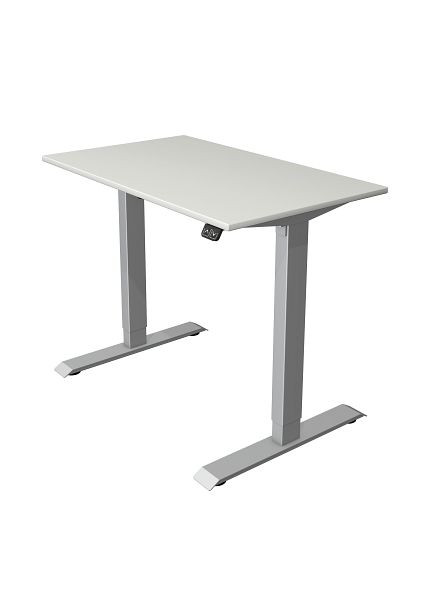Table compacte Kerkmann L 1000 x P 600 mm, réglable en hauteur électriquement de 740 à 1230 mm, gris clair, 10226111