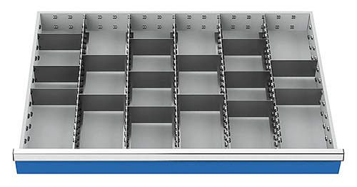 Séparateur de tiroir Bedrunka+Hirth R 36-24 avec séparateur métallique pour façade 100/125 mm, dimensions en mm (LxP) : 900 x 600, 153BLH100A
