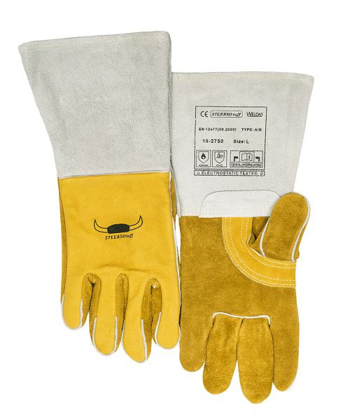 ELMAG Gants de soudage à 5 doigts WELDAS 10-2750 XXL, MIG/MAG/MMA en cuir fleur de vache, 59111