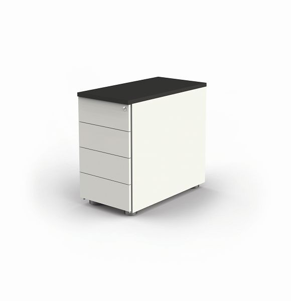 Conteneur de stockage Kerkmann avec serrure centrale, forme 4, L 430 x P 800 x H 720-760 mm, blanc/anthracite, 12419213