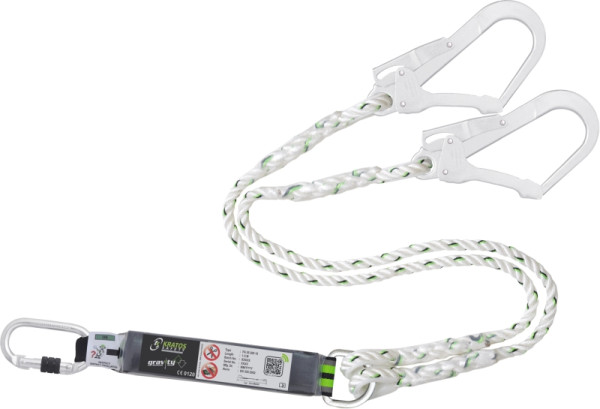 Longe Kratos Y avec corde torsadée absorbeur d'énergie 1,50 m mousqueton FA5020217 et 2 x FA5020755, FA3020015