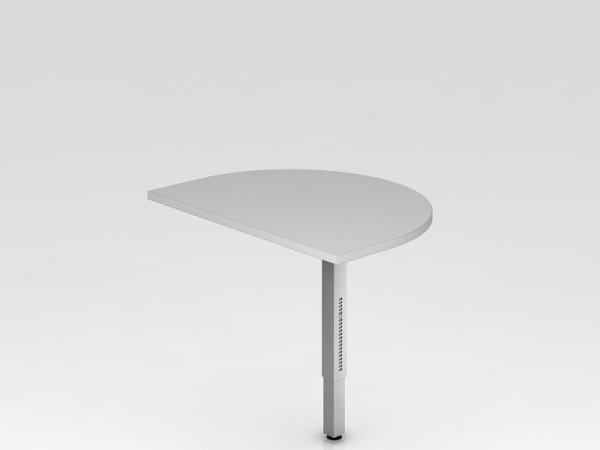 Table à rallonge Hammerbacher avec pied de support, carrée, 60x80cm gris/argent, arrondie pour fixation sur un bureau, VRA60/5/S