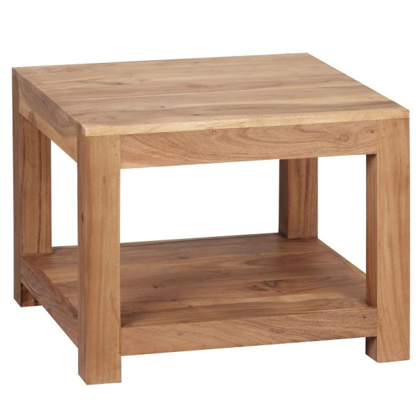 Wohnling table basse MUMBAI bois d'acacia massif 60 x 60 cm, design marron foncé, style maison de campagne, WL1.571