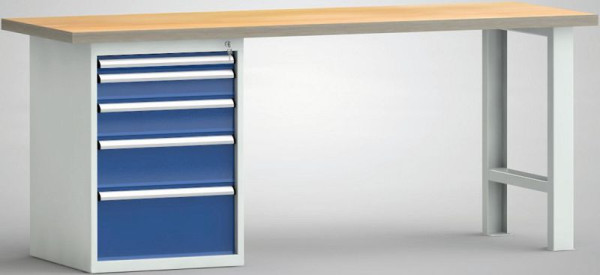Etabli standard KLW, 2000 x 700 x 840 mm, avec plateau multiplex en hêtre, WS515N-2000M40-E0805