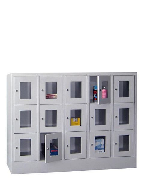 Armoires de vestiaire PAVOY avec piètement, largeur du compartiment 300 mm, avec portes vitrées, 21213-533-091