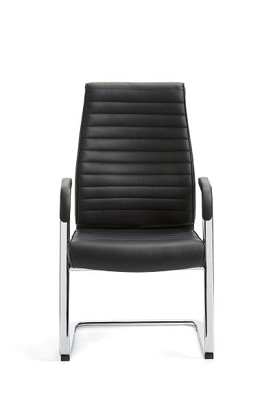 Mayer Sitzmöbel à bascule myDELUXE, revêtement avant en cuir véritable noir, structure chromée, 2591