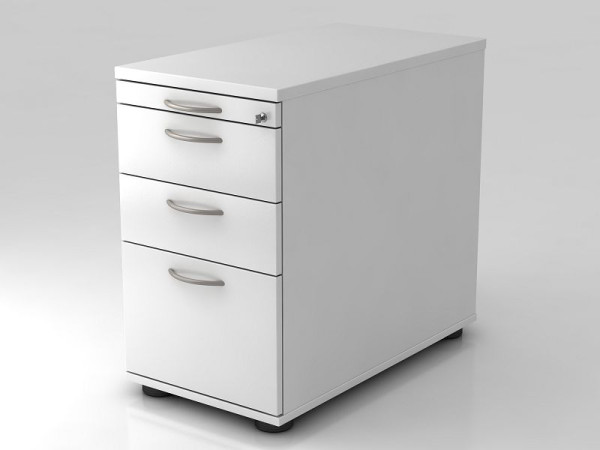 Conteneur sur pied Hammerbacher 80cm, 2 tiroirs, 1 HR, serrure, poignée étrier blanc, 42,8x72-76x80 cm, 1/3/3/6 HE, VSC40/W/W/BM