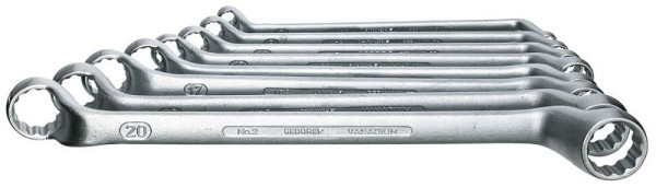 Jeu de clés à double anneau GEDORE, coudées profondes, 8 pièces, 6030580