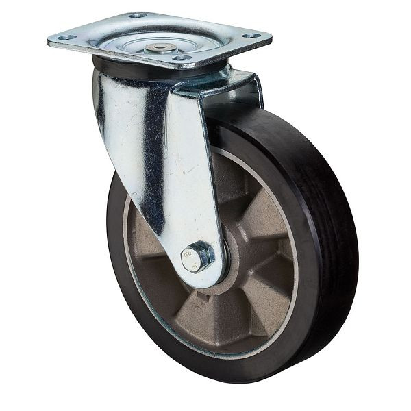Roues BS Roulette robuste, largeur de roue 50 mm, Ø roue 200 mm, capacité de charge 700 kg, polyuréthane coulé 78 Shore A, corps de roue en aluminium, roulement à billes, L600.B91.200