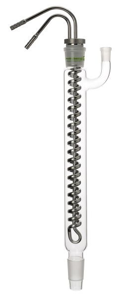 Refroidisseur Rettberg en acier inoxydable avec 2 olives de tuyau Ø 8 mm, noyau NS 29/32, profondeur d'immersion environ 300 mm, 137050030