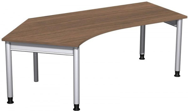bureau geramöbel 135° gauche réglable en hauteur, 2166x1130x680-820, noyer/argent, N-657315-NS
