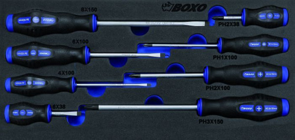 Jeu de tournevis Boxo, 8 pièces, UE : 10 pièces, BX040