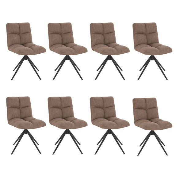 HOME DELUXE Lot de 8 chaises de salle à manger pivotantes NODA – Tissu tissé Gris/Marron, 50876