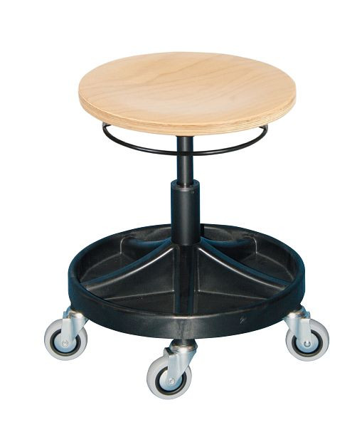 Tabouret pivotant universel Lotz Tabouret de travail avec système de rangement pour outils, siège en hêtre avec déverrouillage par anneau, hauteur d'assise 410-540 mm, 3528.12