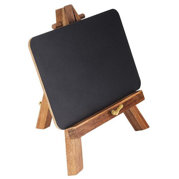 APS Mini chevalet, 2 parties, 13,5 x 10 cm, hauteur : 19 cm, bois d'acacia, planche utilisable verticalement et horizontalement, 71520
