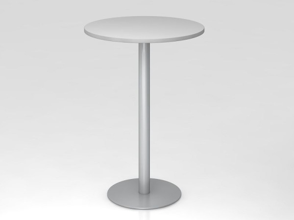 Table de bar Hammerbacher 80cm ronde gris/argent, structure argentée, VSTH08/5/S