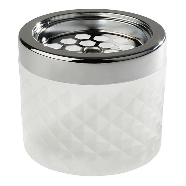 Cendrier à vent APS, Ø 9,5 cm, hauteur : 8 cm, verre, blanc mat, dépoli, métal chromé, avec fermeture à baïonnette, 00585
