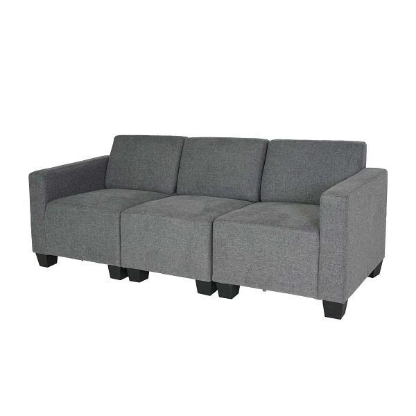 Mendler Canapé modulaire 3 places Couch Lyon, tissu/textile, gris, 75186+75187+75188