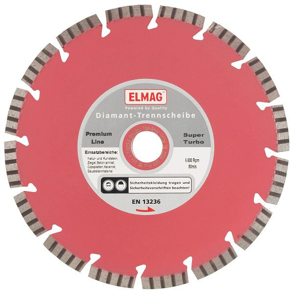Disque diamant ELMAG 180 mm, PREMIUM LINE - SUPER TURBO (alésage : 25,4 mm), 61553