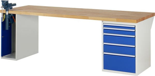 Etabli RAU série 7000 - modèle 7511-2, L2500 x P900 x H890 mm, base système L2500 x P850 x H850 mm, 03-7511A2-259B4M.11