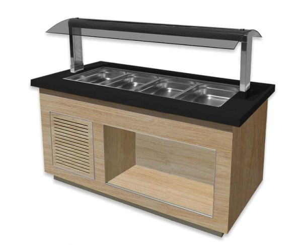 Bar à salade Saro pour 4x 1/1 GN, modèle PREMIUM LINE SB-K170 OAK, 366-2705