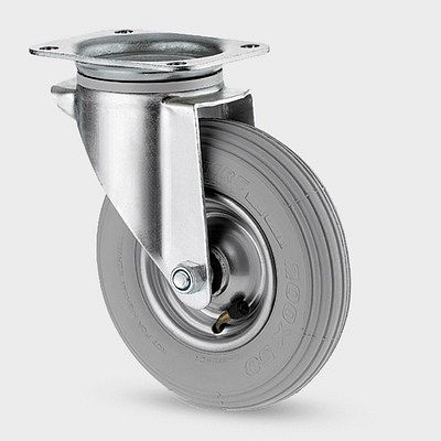 Roulette pivotante TENTE-ROLLEN, roue Ø 200 mm, capacité de charge 75 kg, hauteur 240 mm, 3470DPR200P63 gris