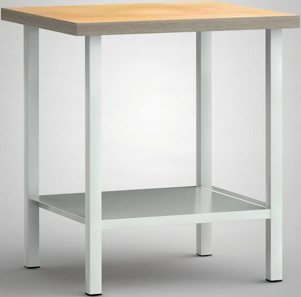 Etabli standard KLW - 750 x 700 x 900 mm L x P x H, avec panneau multiplex en hêtre 750 x 700 x 45 mm, avec panneau arrière, WS005N-0750M40-X7000