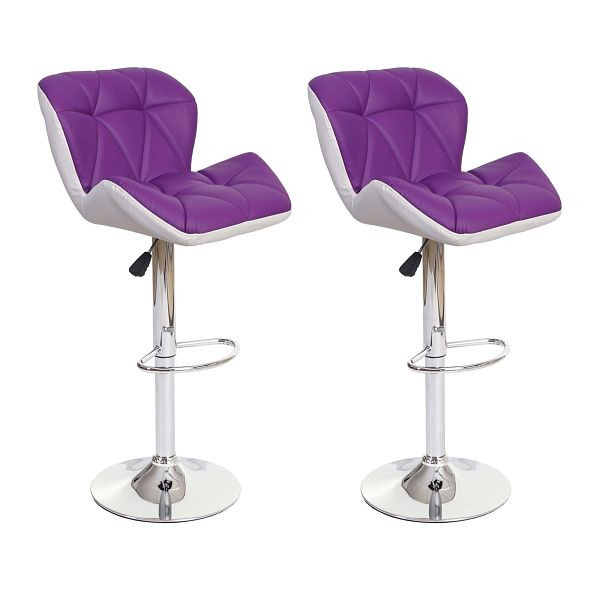 Mendler set de 2 tabourets de bar HWC-A92, tabouret de bar tabouret de bar, similicuir réglable en hauteur, violet, 74250