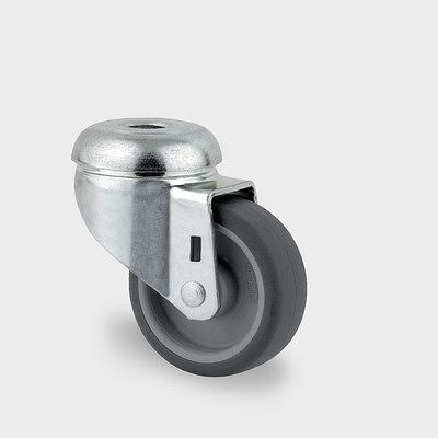 Roulette pivotante TENTE-ROLLEN, roue Ø 50 mm, capacité de charge 40 kg, hauteur totale 69 mm, A 87 Shore, avec trou de vis, 2470PJI050P30-11