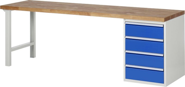 Etabli RAU série 7000 - conception modulaire, conteneur de sous-structure (4x tiroirs), 2500x840x700 mm, 03-7509A1-257B4S.11
