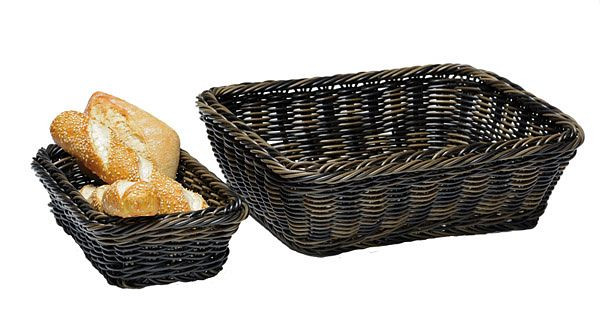 Panier APS GN 1/4, 26,5 x 16,2 cm, hauteur : 6,5 cm, polypropylène, noir/marron, avec fil en acier inoxydable dans le bord, -PROFI LINE-, 40225
