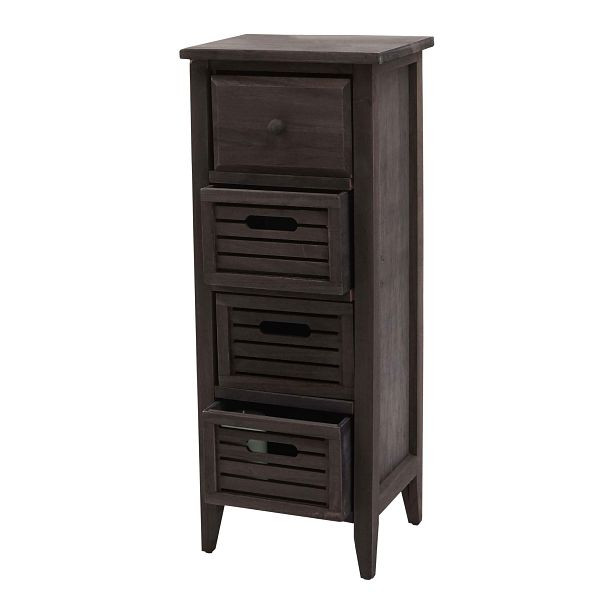 Commode Mendler T18, armoire à tiroirs, 4 tiroirs, 74x30x25cm aspect shabby vintage, gris-brun, 94472