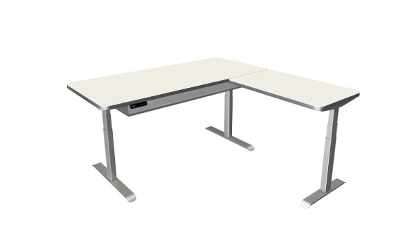 Kerkmann table debout/assise Move 4 Premium, L 1800 x P 800 mm, avec élément complémentaire 1000 x 600 mm, réglable en hauteur électriquement de 620 à 1270 mm, blanc, 10320910