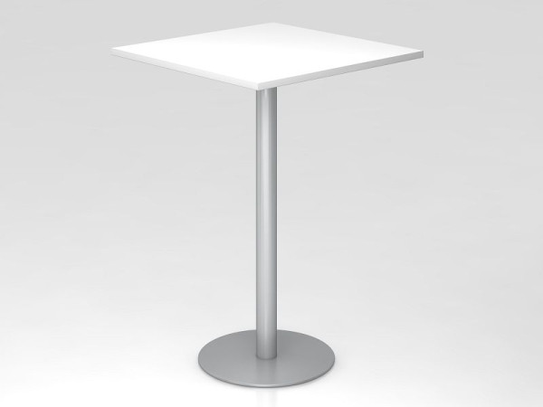 Table de bar Hammerbacher 80x80cm blanc/argent, structure: argent, VSTH88/W/S